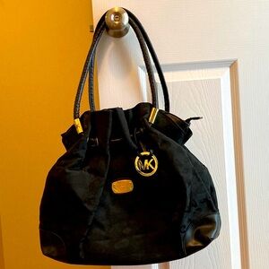 Michael Kors Black Shoulder Bag with Gold Accents